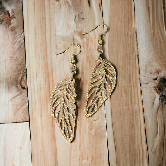 Wooden Feather Earrings