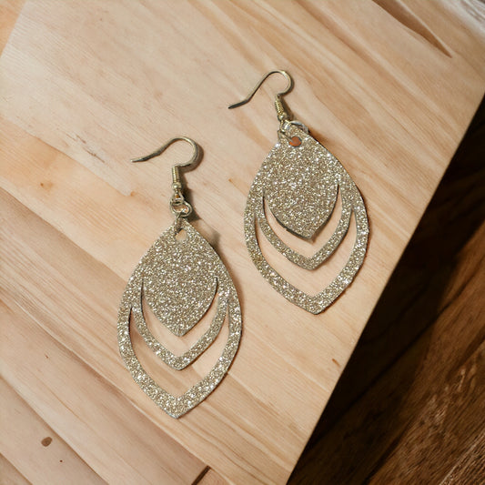 Glittery Gold wooden Earrings