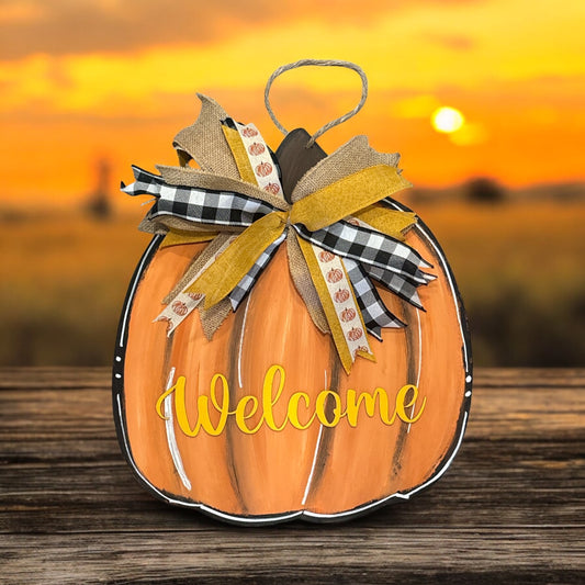 “Welcome” Pumpkin Door Hanger