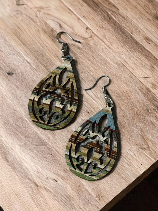 Wooden Teardrop Earrings