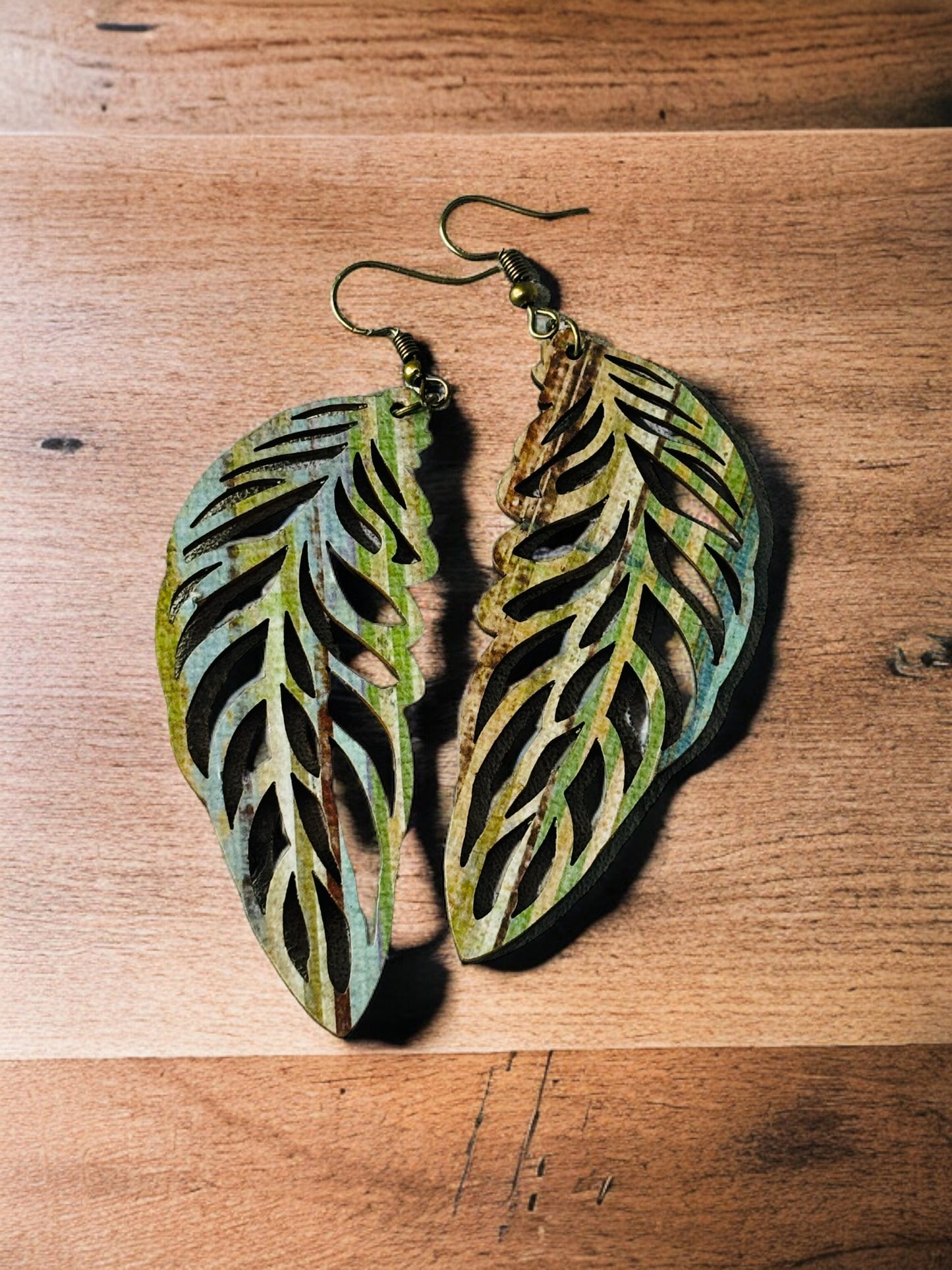 Wooden Feather Earrings